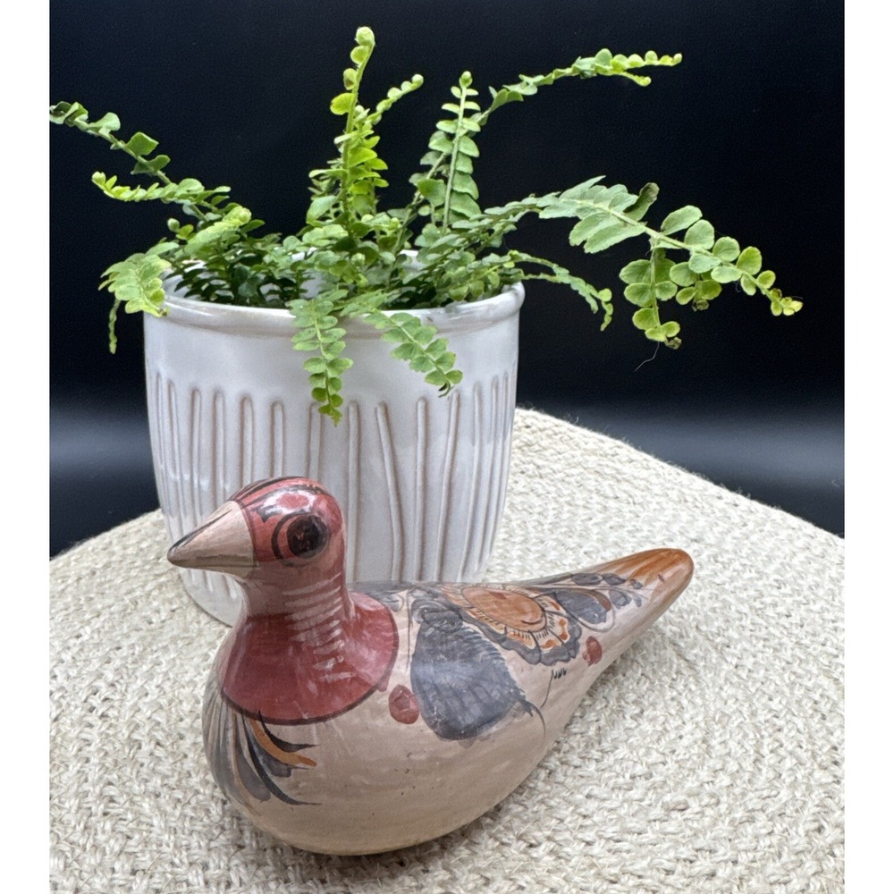 Vintage Mexican Folk Art Tonala Pottery Dove Bird Figurine Neutral Brown 6"‎